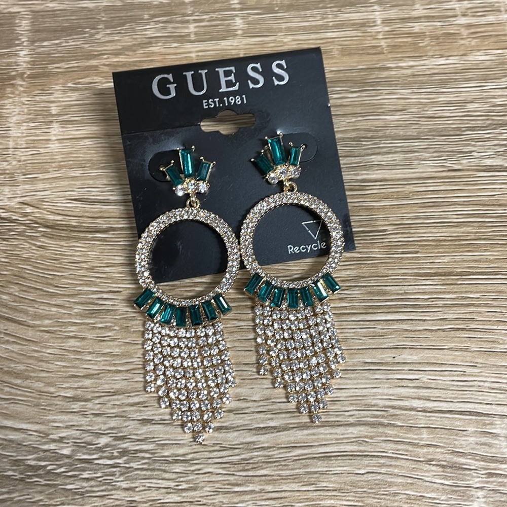 Emerald Green Statement Earrings - image 3